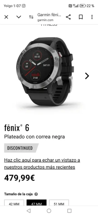 Reloj Garmin Fenix 6 Plata