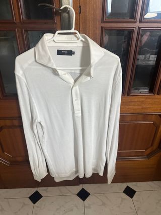 Polo manga larga blanco hombre Talla M