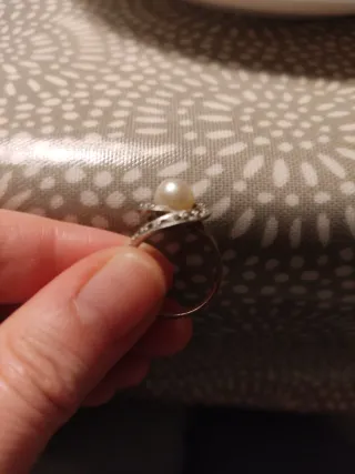 Anillo vintage de  plata y perla