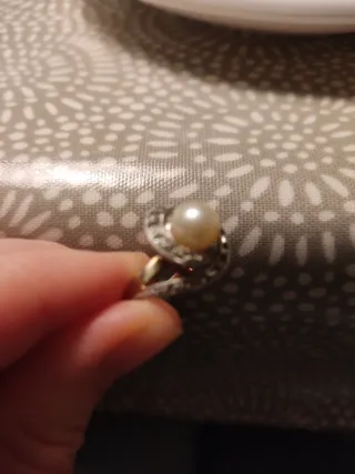 Anillo vintage de  plata y perla