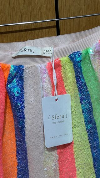 Falda niña Sfera arcoíris lentejuelas 11-12 años