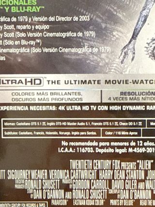 Alien 40 Aniversario Blu-ray 4K Precintado