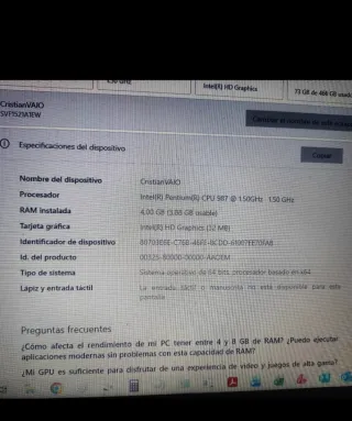 Portátil Sony VAIO Blanco