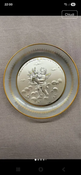 Piatto bassorilievo argento Castellani