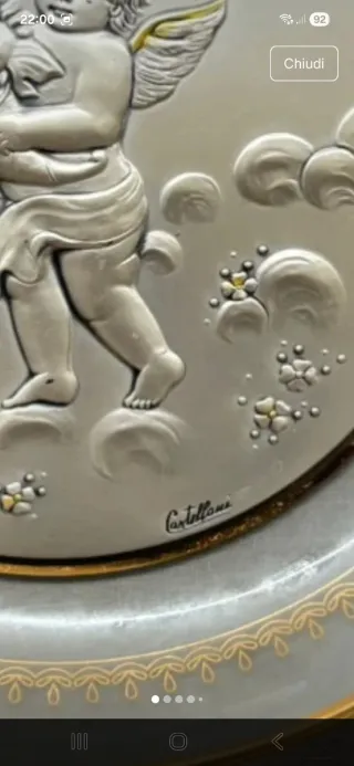 Piatto bassorilievo argento Castellani