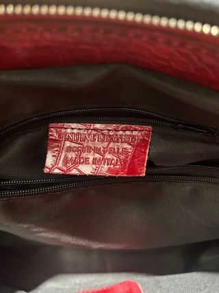 Borsa in vera pelle rossa e nera