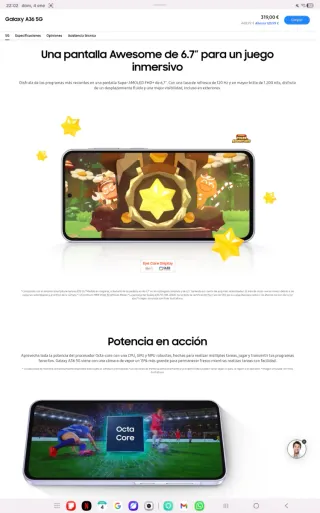 Samsung Galaxy A36 5G Precintado pvp 438€