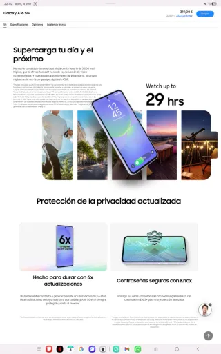 Samsung Galaxy A36 5G Precintado pvp 438€