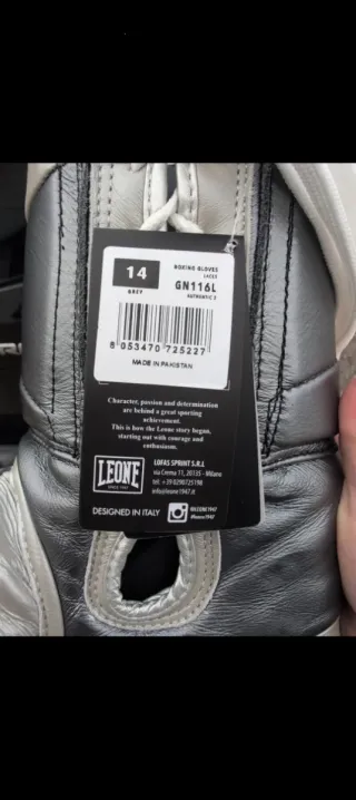 Guantes Boxeo Leone 1947 Authentic 2 Gris