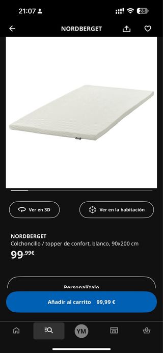 Sofá cama ECI (495€) + topper Ikea (100€) por 400€