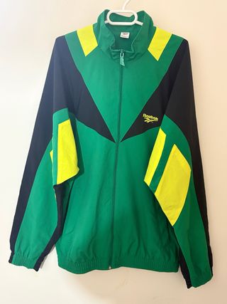 Chaqueta Reebok retro 90s verde amarilla oversize