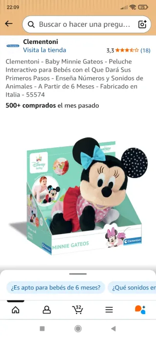 Peluche Minnie Mouse gateando