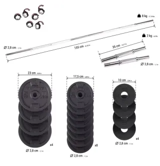 Kit Mancuernas Musculación 50Kg