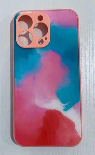 Funda iPhone 13 Pro acuarela rosa y azul