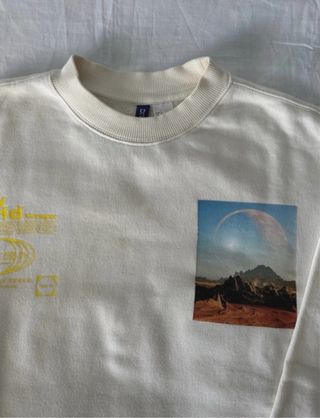 Sudadera cuello redondo blanca