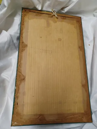 Cuadro bordado antiguo rosa