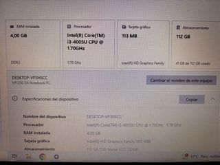 Ordenador HP 250 Portátil SSD Batería Nueva