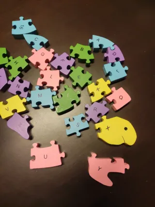 Puzzle tortuga madera infantil números y letras