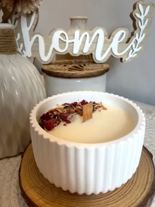 Vela Aromática Artesanal Cerámica y Madera