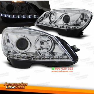 FAROS LUZ DIURNA LED W204, 07-11, CRISTAL CLARO/C