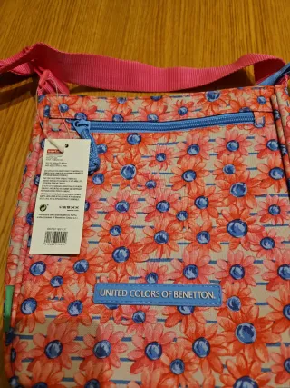 Bolso Benetton flores rosa y azul