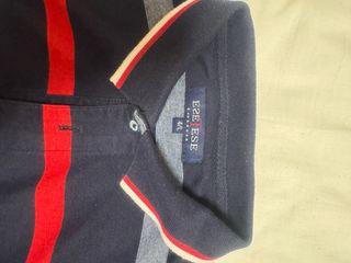 Polo manga larga rayas azul y rojo