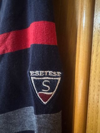 Polo manga larga rayas azul y rojo