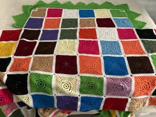 Colcha de ganchillo patchwork multicolor cama 90