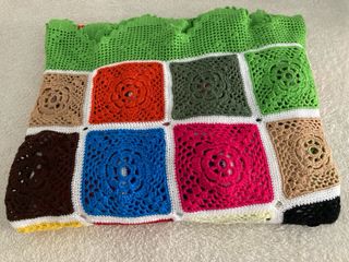 Colcha de ganchillo patchwork multicolor cama 90