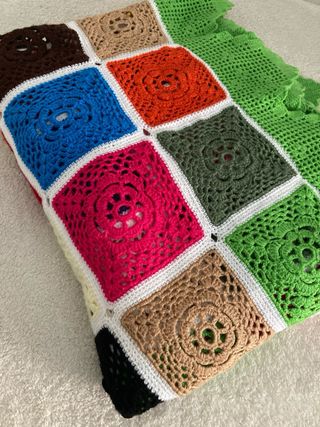 Colcha de ganchillo patchwork multicolor cama 90