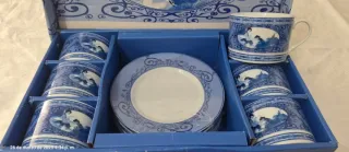 Lote tetera y 2 tazas dragón porcelana