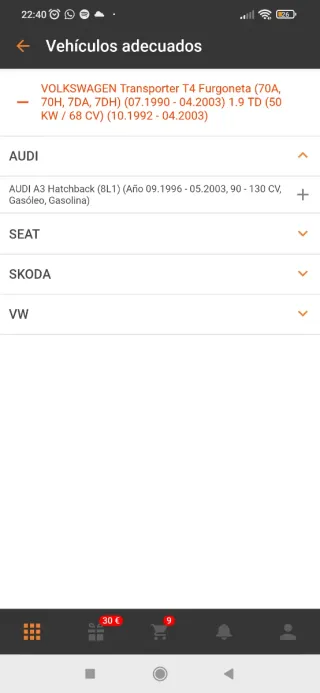 Cárter de aluminio Volkswagen