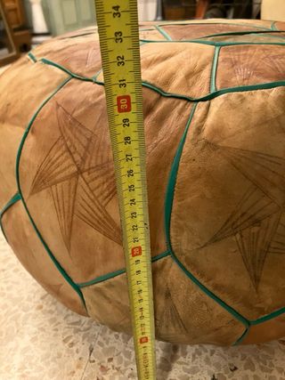 Puff Marroquí Piel Marrón y Verde