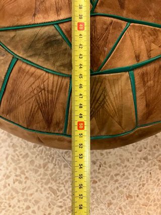 Puff Marroquí Piel Marrón y Verde