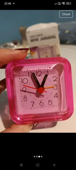 Sveglia Quadrata Trasparente Rosa