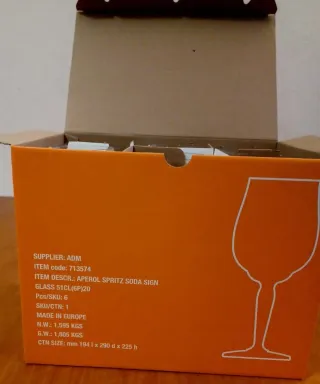 Calici Aperol Spritz Set 6 Pezzi Nuovi