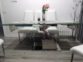 Mesa Comedor Cristal y Metal