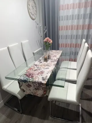 Mesa Comedor Cristal y Metal