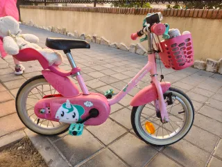 Bici niña rosa con cesta y asiento trasero