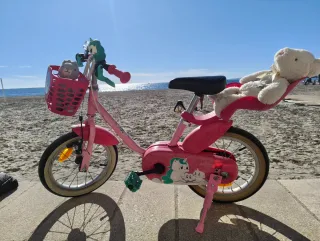 Bici niña rosa con cesta y asiento trasero