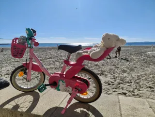 Bici niña rosa con cesta y asiento trasero