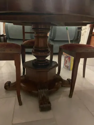 Mesa comedor madera antigua cristal