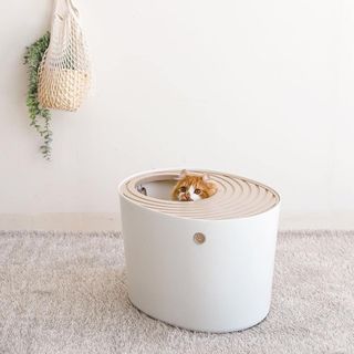 Arenero Gato Cubierto con Pala Blanco