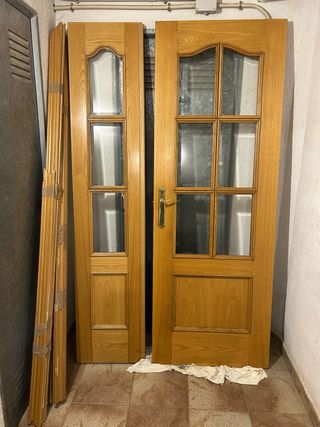 Puerta interior pino con cristal