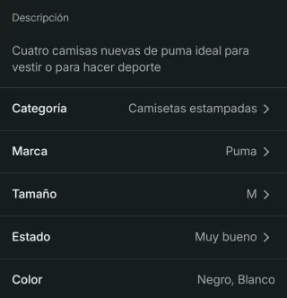 4 camisetas diferentes de puma