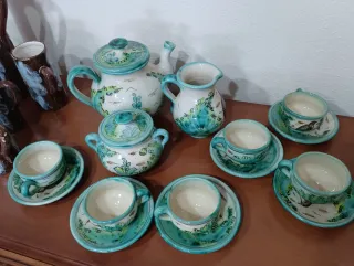 Juego de café de cerámica pintado a mano