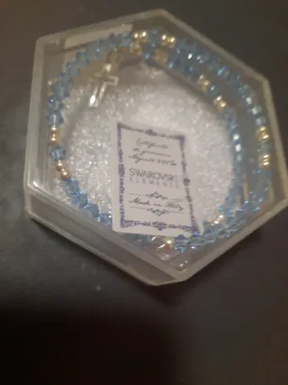 Pulsera Rosario Swarovski Azul y Plata