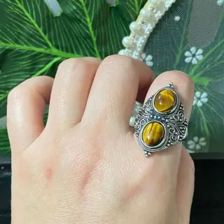 Anillo de Ojo de Tigre natural (unisexo)