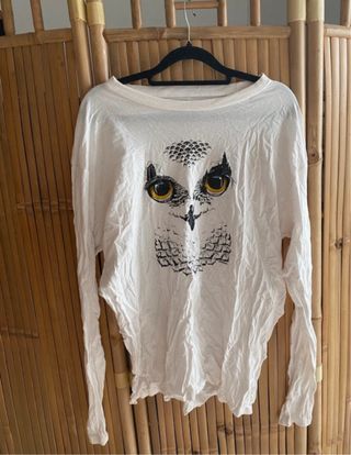 Camiseta manga larga con estampado de búho