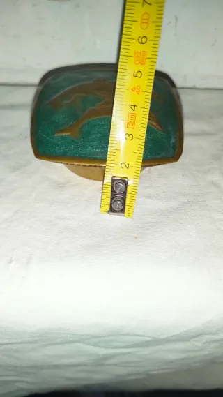 Antigua caja joyero bronce cloisonné delfines